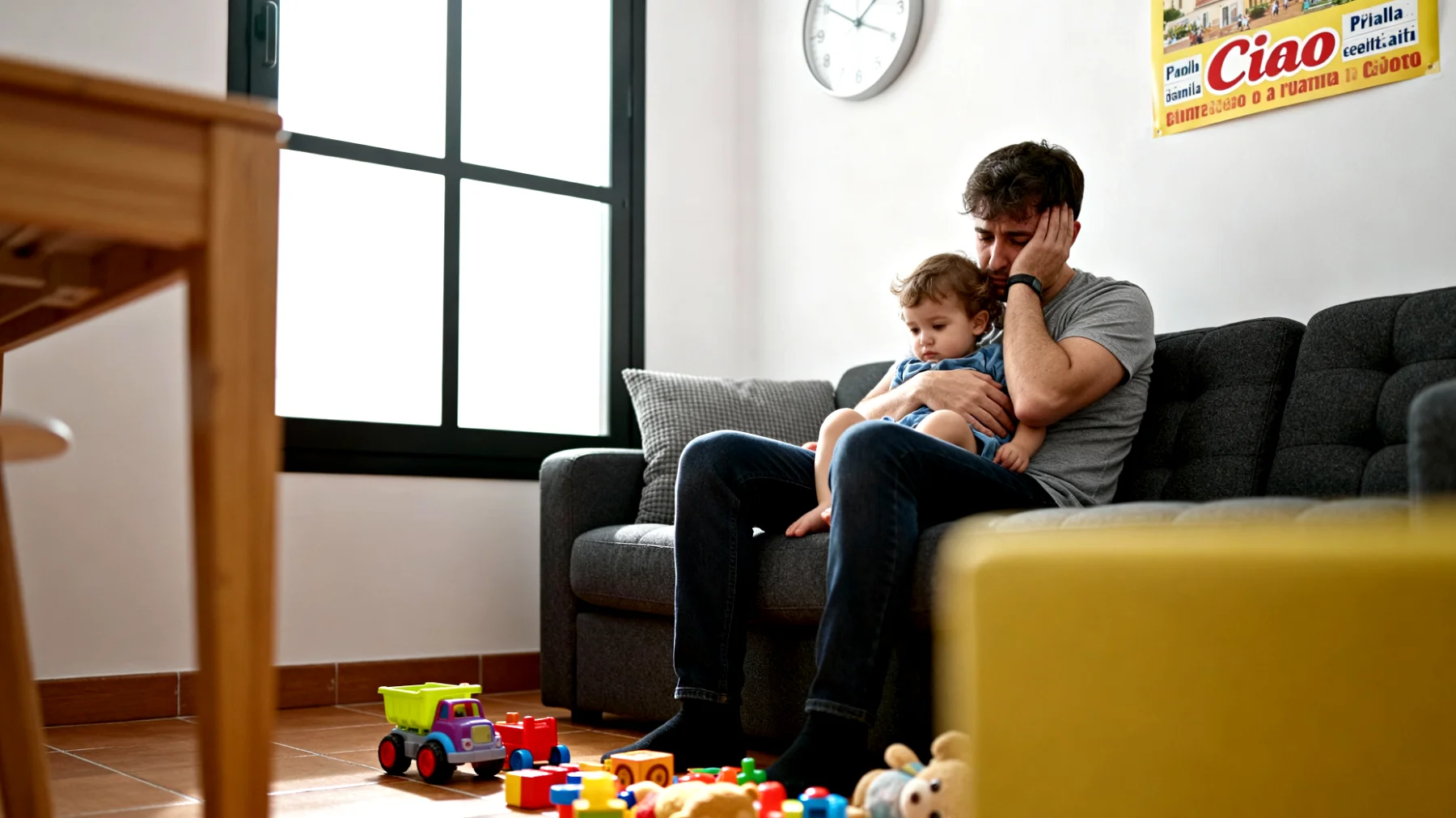 Genitori di bambini piccoli che faticano a trovare equilibrio tra le esigenze dei figli, le responsabilità quotidiane e il proprio benessere personale, sentendosi costantemente sopraffatti dalla stanchezza fisica ed emotiva e dalla sensazione di non avere mai abbastanza tempo per sé stessi o per la coppia"