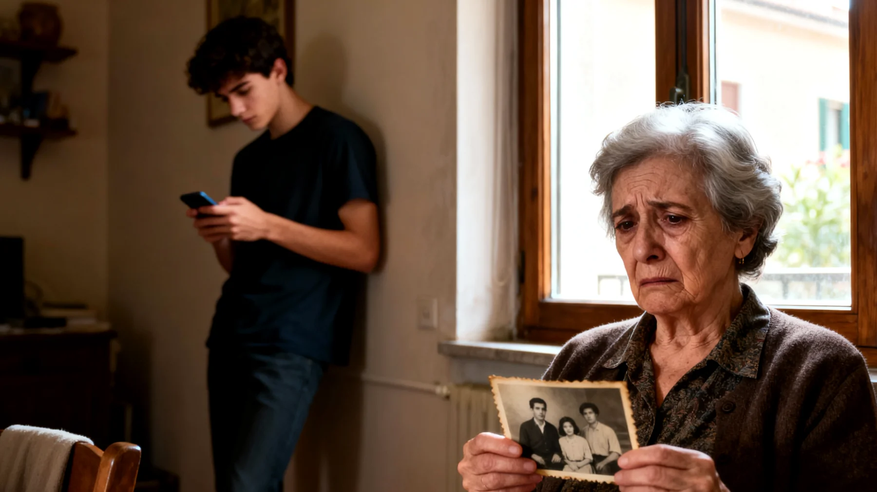 Nonna preoccupata perché il nipote giovane adulto si è distaccato emotivamente, non cerca più il contatto, è sempre impegnato con la propria vita e sembra non avere più bisogno della relazione affettiva che un tempo li univa"