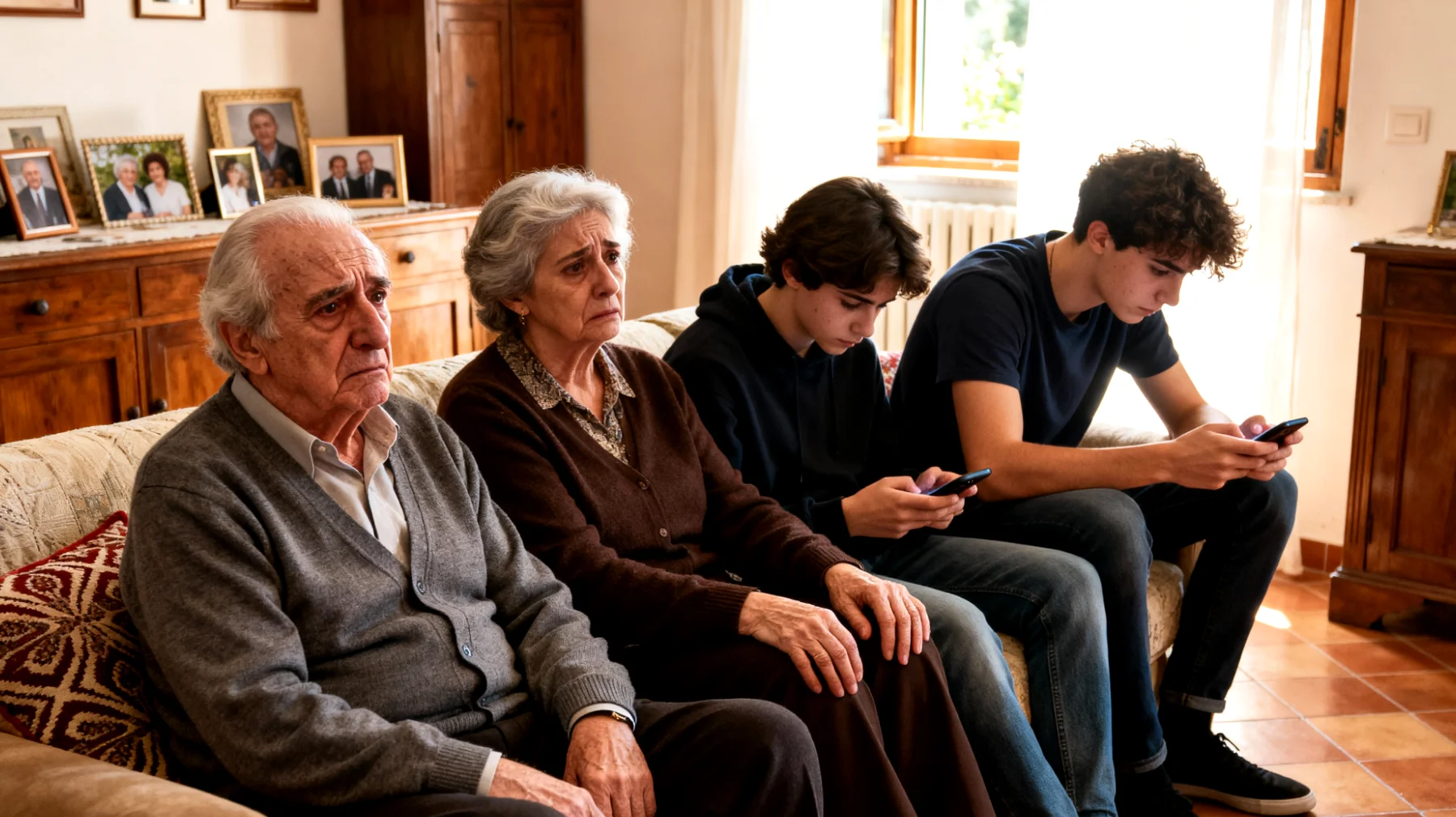 I nonni si sentono esclusi e preoccupati perché i nipoti giovani adulti sono costantemente distratti dai loro smartphone durante le visite familiari, preferendo scrollare sui social o rispondere ai messaggi piuttosto che conversare e trascorrere tempo di qualità insieme."
